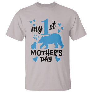 My First Mother's Day T Shirt New Mom Mama Bear Blue Baby Boy TS02 Ice Gray Printyourwear
