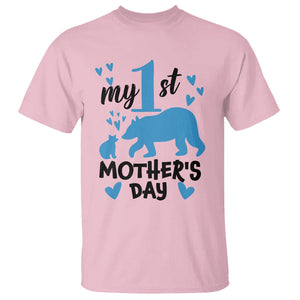 My First Mother's Day T Shirt New Mom Mama Bear Blue Baby Boy TS02 Light Pink Printyourwear