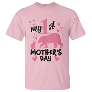 My First Mother's Day T Shirt New Mom Mama Bear Pink Baby Girl TS02 Light Pink Printyourwear