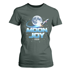Celestial Moon Joy 2026 T Shirt For Women Rocket Launch '26 Lunar Mission Celebration TS02 Dark Forest Green Print Your Wear