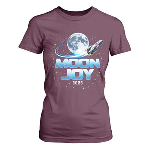 Celestial Moon Joy 2026 T Shirt For Women Rocket Launch '26 Lunar Mission Celebration TS02 Maroon Print Your Wear