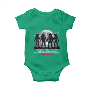 Historic 2026 Lunar Mission Crew Celebration Baby Onesie Proud To Be Beyond Low Earth Orbit TS02 Irish Green Print Your Wear