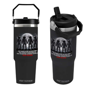 Historic 2026 Lunar Mission Crew Celebration Flip Straw Tumbler Proud To Be Beyond Low Earth Orbit TS02 One Size: 30 oz Black Print Your Wear