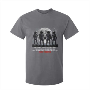 Historic 2026 Lunar Mission Crew Celebration T Shirt For Kid Proud To Be Beyond Low Earth Orbit TS02 Charcoal Print Your Wear