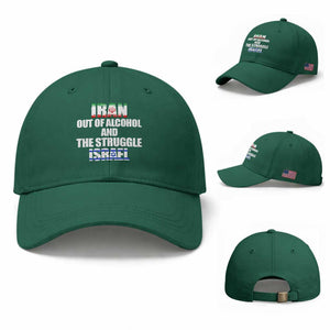 Iran Out Of Alcohol And The Struggle Israel Flag Baseball Cap Funny Wordplay Political Satire TS02 Baseball Cap Universal Fit Irish Green Print Your Wear