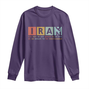 Iran The War Is Meant To Be Continuous Vintage Graphic Long Sleeve Shirt Orwell Quotes Geopolitical Satire TS02 Purple Print Your Wear