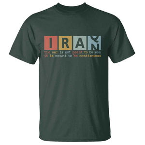 Iran The War Is Meant To Be Continuous Vintage Graphic T Shirt Orwell Quotes Geopolitical Satire TS02 Dark Forest Green Print Your Wear
