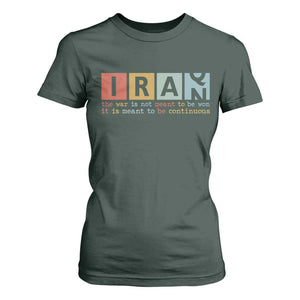 Iran The War Is Meant To Be Continuous Vintage Graphic T Shirt For Women Orwell Quotes Geopolitical Satire TS02 Dark Forest Green Print Your Wear