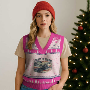 Strait of Trump 2026 Vintage Old Americana V-Neck Knit Sweater Vest American Flag Nautical Patriotic Graphic TS02 Hot Pink Print Your Wear