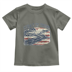 Strait of Trump 2026 Vintage Old Americana Toddler T Shirt American Flag Nautical Patriotic Graphic TS02 Military Green Print Your Wear