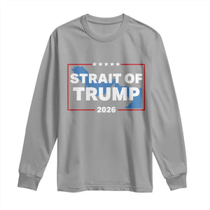 Strait of Trump 2026 Long Sleeve Shirt Middle East Map Political Graphic TS02 Sport Gray Print Your Wear