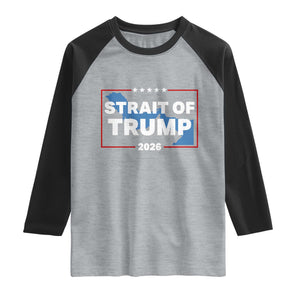 Strait of Trump 2026 Raglan Shirt Middle East Map Political Graphic TS02 Heather Gray Black Print Your Wear