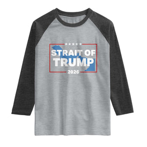 Strait of Trump 2026 Raglan Shirt Middle East Map Political Graphic TS02 Heather Gray Heather Charcoal Print Your Wear