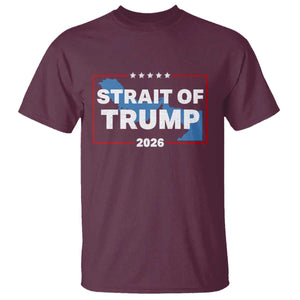 Strait of Trump 2026 T Shirt Middle East Map Political Graphic TS02 Maroon Print Your Wear