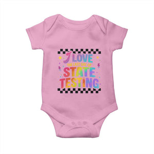 Funny I Love The Last Day Of State Testing Baby Onesie Retro Rainbow Test Day Celebration Teacher Student TS02 Light Pink Print Your Wear