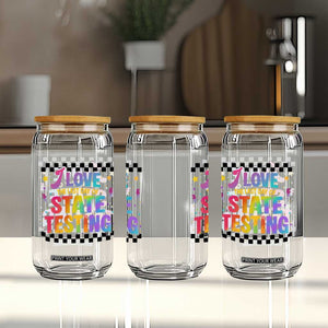 Funny I Love The Last Day Of State Testing Glass Can Retro Rainbow Test Day Celebration Teacher Student TS02 Print Your Wear