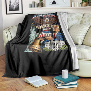 USA 250 Year Birthday Patriotic Celebration Throw Blanket Trump Eagle and Liberty Bday Cake TS02 Print Your Wear