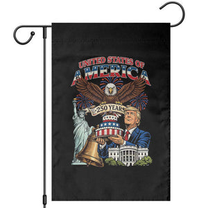 USA 250 Year Birthday Patriotic Celebration Garden Flag Trump Eagle and Liberty Bday Cake TS02 Black Print Your Wear