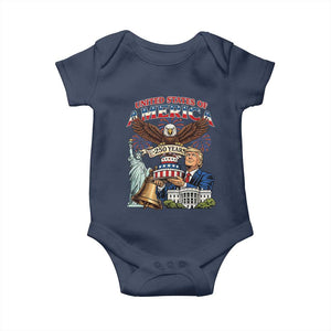 USA 250 Year Birthday Patriotic Celebration Baby Onesie Trump Eagle and Liberty Bday Cake TS02 Navy Print Your Wear