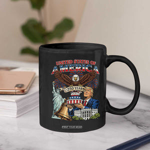 USA 250 Year Birthday Patriotic Celebration Coffee Mug Trump Eagle and Liberty Bday Cake TS02 Print Your Wear