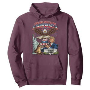 USA 250 Year Birthday Patriotic Celebration Hoodie Trump Eagle and Liberty Bday Cake TS02 Maroon Print Your Wear