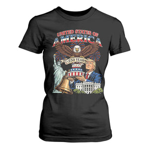 USA 250 Year Birthday Patriotic Celebration T Shirt For Women Trump Eagle and Liberty Bday Cake TS02 Black Print Your Wear