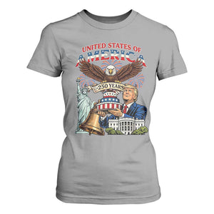 USA 250 Year Birthday Patriotic Celebration T Shirt For Women Trump Eagle and Liberty Bday Cake TS02 Sport Gray Print Your Wear