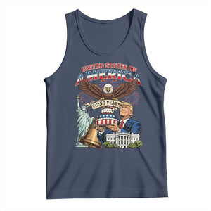 USA 250 Year Birthday Patriotic Celebration Tank Top Trump Eagle and Liberty Bday Cake TS02 Navy Print Your Wear