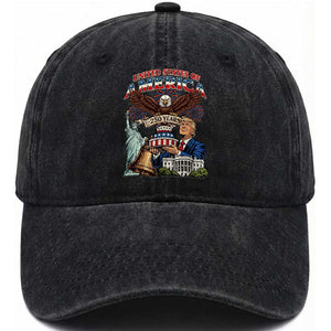 USA 250 Year Birthday Patriotic Celebration Washed Cotton Baseball Cap Trump Eagle and Liberty Bday Cake TS02 Print Your Wear