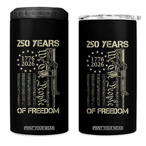 250 Years of Freedom Camo Flag 4 in 1 Can Cooler Tumbler We The People Second Amendment 1776-2026 Patriotic TS02 One Size: 16 oz Black Print Your Wear