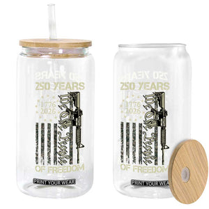 250 Years of Freedom Camo Flag Glass Can We The People Second Amendment 1776-2026 Patriotic TS02 Print Your Wear