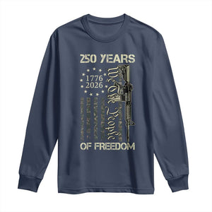 250 Years of Freedom Camo Flag Long Sleeve Shirt We The People Second Amendment 1776-2026 Patriotic TS02 Navy Print Your Wear