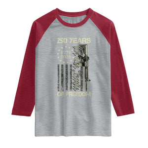 250 Years of Freedom Camo Flag Raglan Shirt We The People Second Amendment 1776-2026 Patriotic TS02 Heather Gray Heather Red Print Your Wear