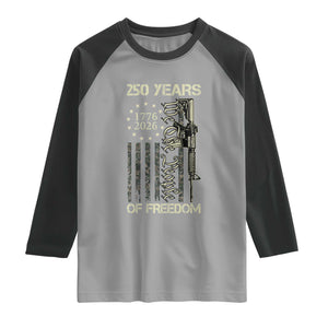 250 Years of Freedom Camo Flag Raglan Shirt We The People Second Amendment 1776-2026 Patriotic TS02 Sport Gray Black Print Your Wear