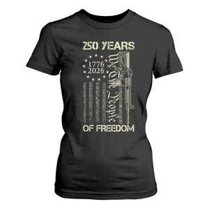 250 Years of Freedom Camo Flag T Shirt For Women We The People Second Amendment 1776-2026 Patriotic TS02 Black Print Your Wear