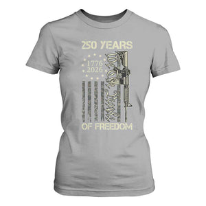250 Years of Freedom Camo Flag T Shirt For Women We The People Second Amendment 1776-2026 Patriotic TS02 Sport Gray Print Your Wear