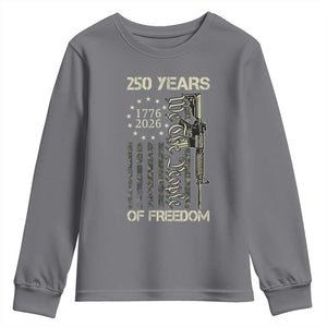 250 Years of Freedom Camo Flag Youth Sweatshirt We The People Second Amendment 1776-2026 Patriotic TS02 Charcoal Print Your Wear