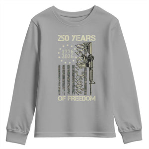 250 Years of Freedom Camo Flag Youth Sweatshirt We The People Second Amendment 1776-2026 Patriotic TS02 Sport Gray Print Your Wear