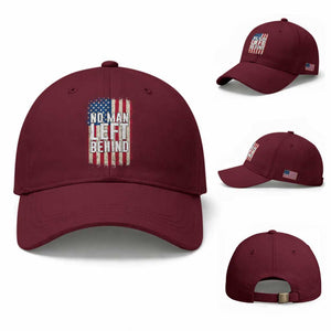 No Man Left Behind Patriotic Baseball Cap Distressed American Flag TS02 Baseball Cap Universal Fit Maroon Print Your Wear