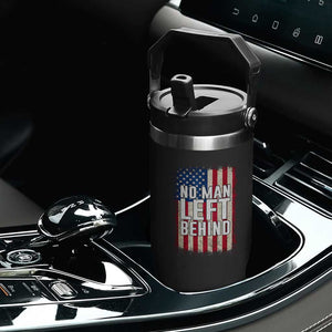 No Man Left Behind Patriotic Flip Straw Tumbler Distressed American Flag TS02 Print Your Wear