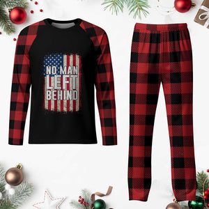 No Man Left Behind Patriotic Plaid Pajama Set Distressed American Flag TS02 Buffalo Plaid Print Your Wear