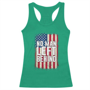 No Man Left Behind Patriotic Racerback Tank Top Distressed American Flag TS02 Irish Green Print Your Wear