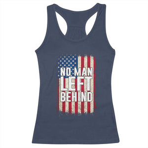 No Man Left Behind Patriotic Racerback Tank Top Distressed American Flag TS02 Navy Print Your Wear