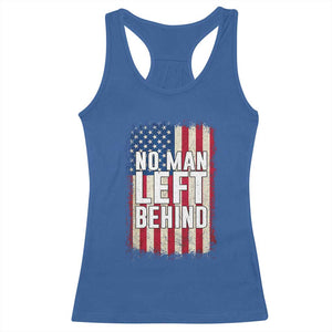 No Man Left Behind Patriotic Racerback Tank Top Distressed American Flag TS02 Royal Blue Print Your Wear