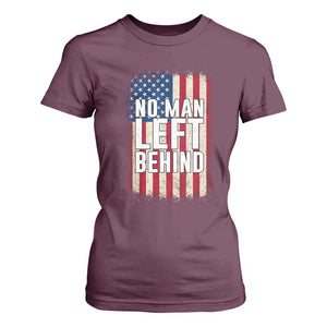 No Man Left Behind Patriotic T Shirt For Women Distressed American Flag TS02 Maroon Print Your Wear
