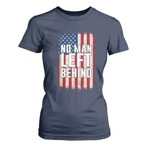 No Man Left Behind Patriotic T Shirt For Women Distressed American Flag TS02 Navy Print Your Wear