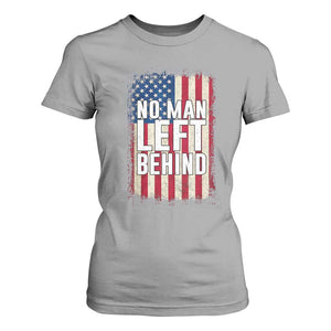 No Man Left Behind Patriotic T Shirt For Women Distressed American Flag TS02 Sport Gray Print Your Wear
