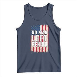 No Man Left Behind Patriotic Tank Top Distressed American Flag TS02 Navy Print Your Wear