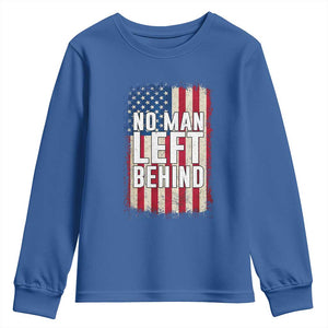 No Man Left Behind Patriotic Youth Sweatshirt Distressed American Flag TS02 Royal Blue Print Your Wear