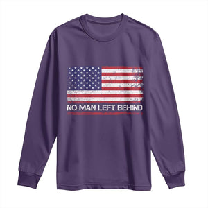No Man Left Behind Distressed USA Flag Long Sleeve Shirt Patriotic US Military Brotherhood TS02 Purple Print Your Wear
